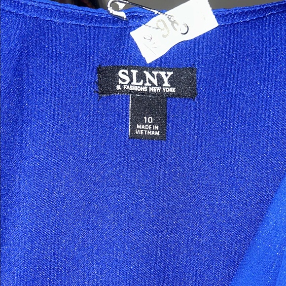 SLNY Cobalt Cold-Shoulder V-Neck High-Low Dress Ptp 19” GUC - Picture 2 of 9